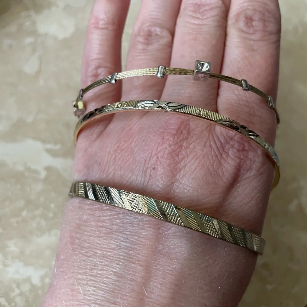 3 piece thick gold bracelet bangle set NEW! - Picture 3 of 3